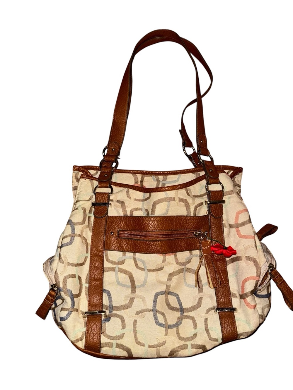 Canvas & faux leather shoulder bag